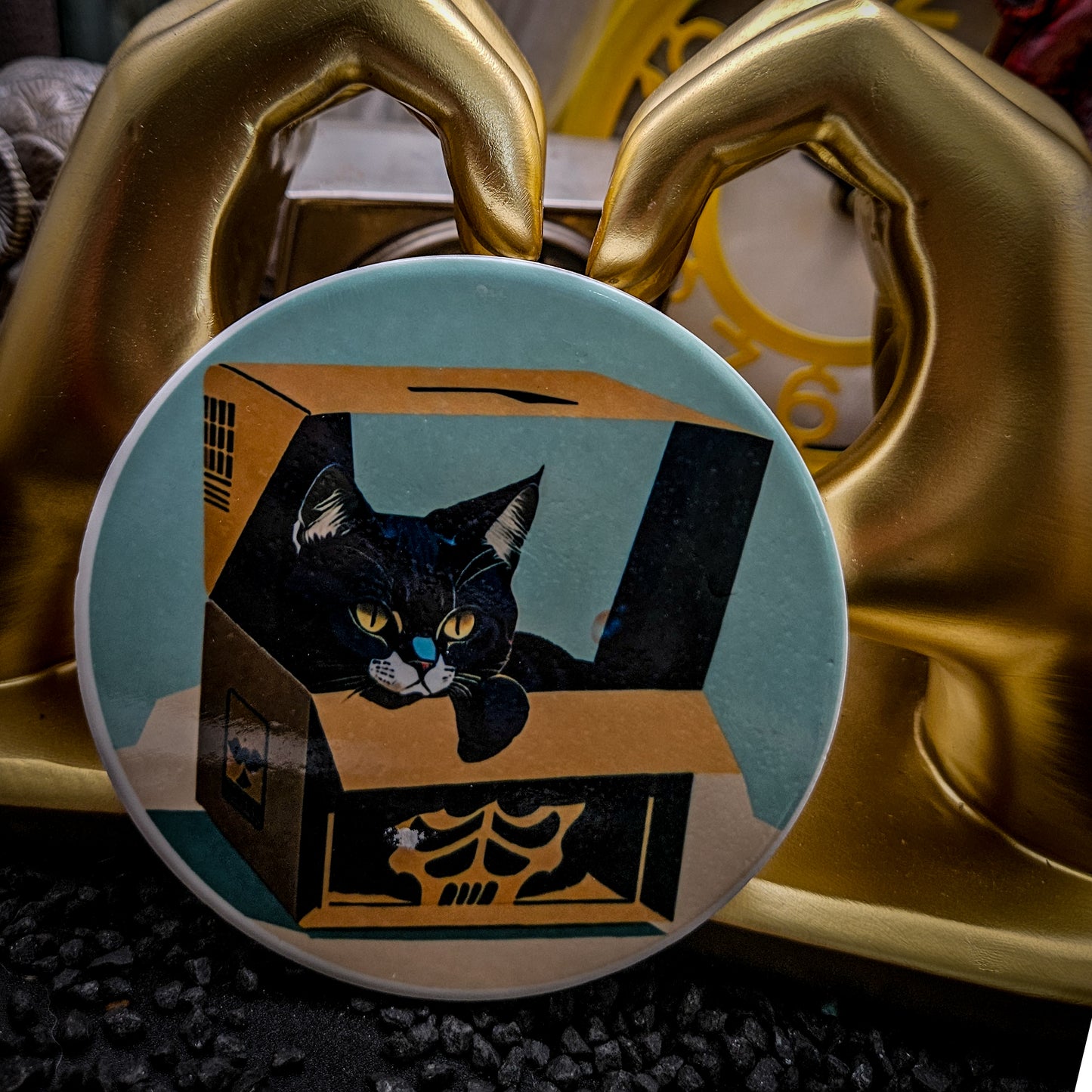 One of a kind Schrodinger's cat coasters
