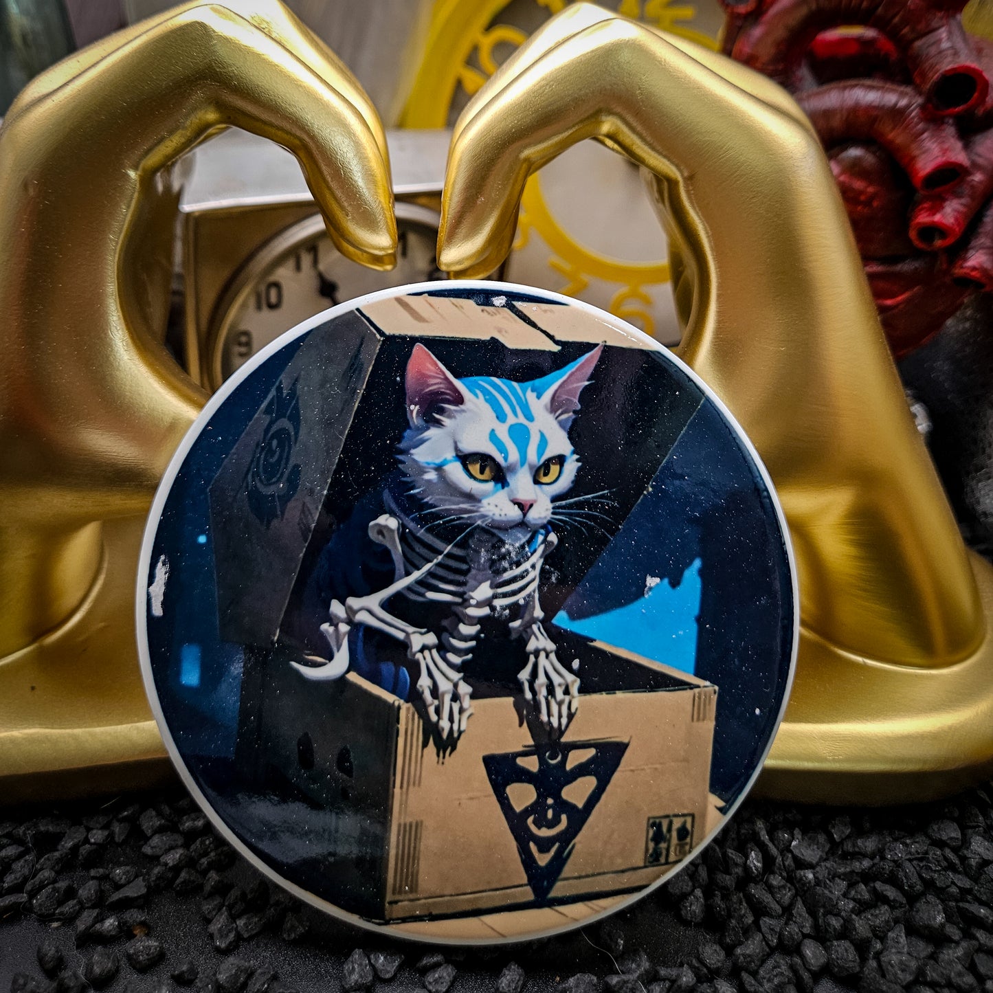 One of a kind Schrodinger's cat coasters