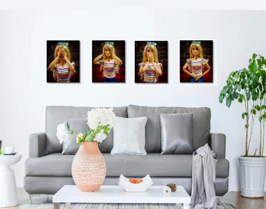See Hear Speak & Do No Evil set of 4 prints on 16x20 inch wrapped canvas